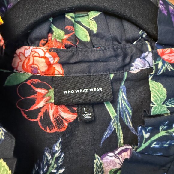 Black Floral Print Dress Cap Sleeve and Ruffled Hem. - Picture 8 of 12